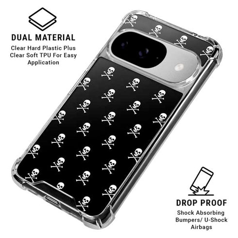 Skull and Crossbones (white) Google Pixel 10 Clear Case